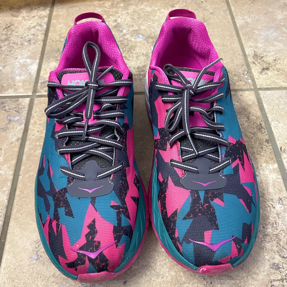 Hoka One Ironman Clayton 2 Running Shoes Teal Pink Sneakers Womens Size 10